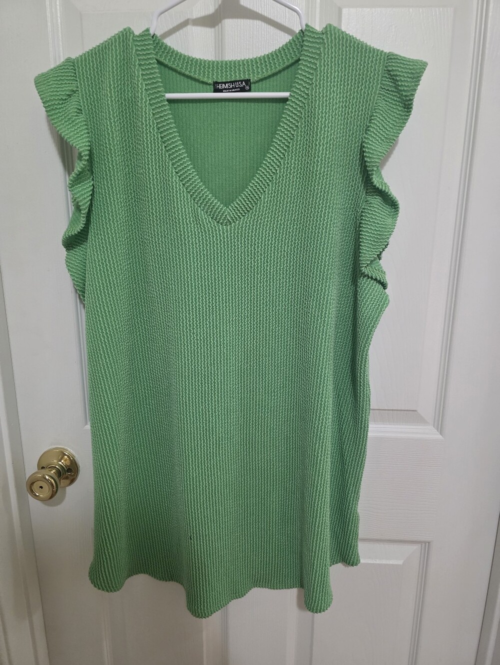 Heimish Green V-Neck Ruffle Sleeve Knit Tunic 1xl NEW